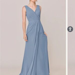 Blair Chiffon Dress Ruched Pleated Maxi Dress V-Neck Sleeveless